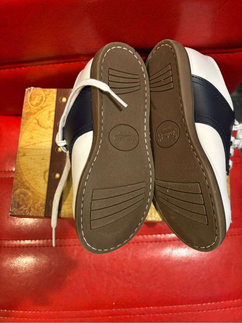 FootMates White and Navy Lace-Up Kids Dress Shoes